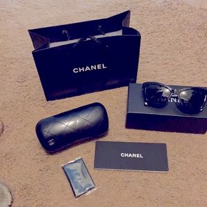 Authentic Chanel sunglasses, quilted textured sides
